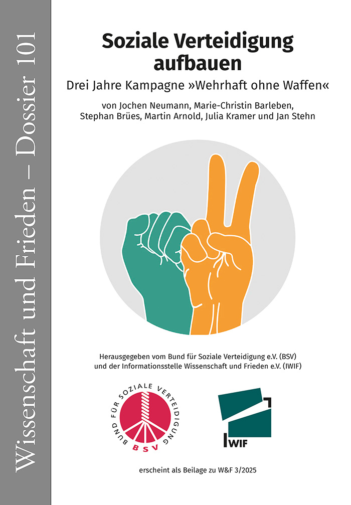 Cover des Dossier 101 Soziale Verteidigung aufbauen. Drei Jahre Kampagne Wehrhaft ohne Waffen