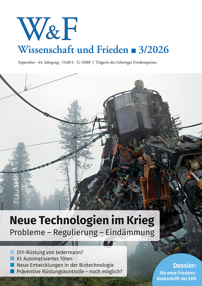W&F 3/2026 Titel Neue Technologien im Krieg - Titel von W&F 3/2026
