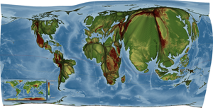 Bevölkerungsrastertransformationskarte der Welt