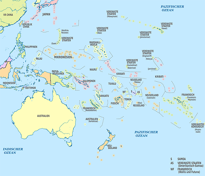 Karte Australien u.a.