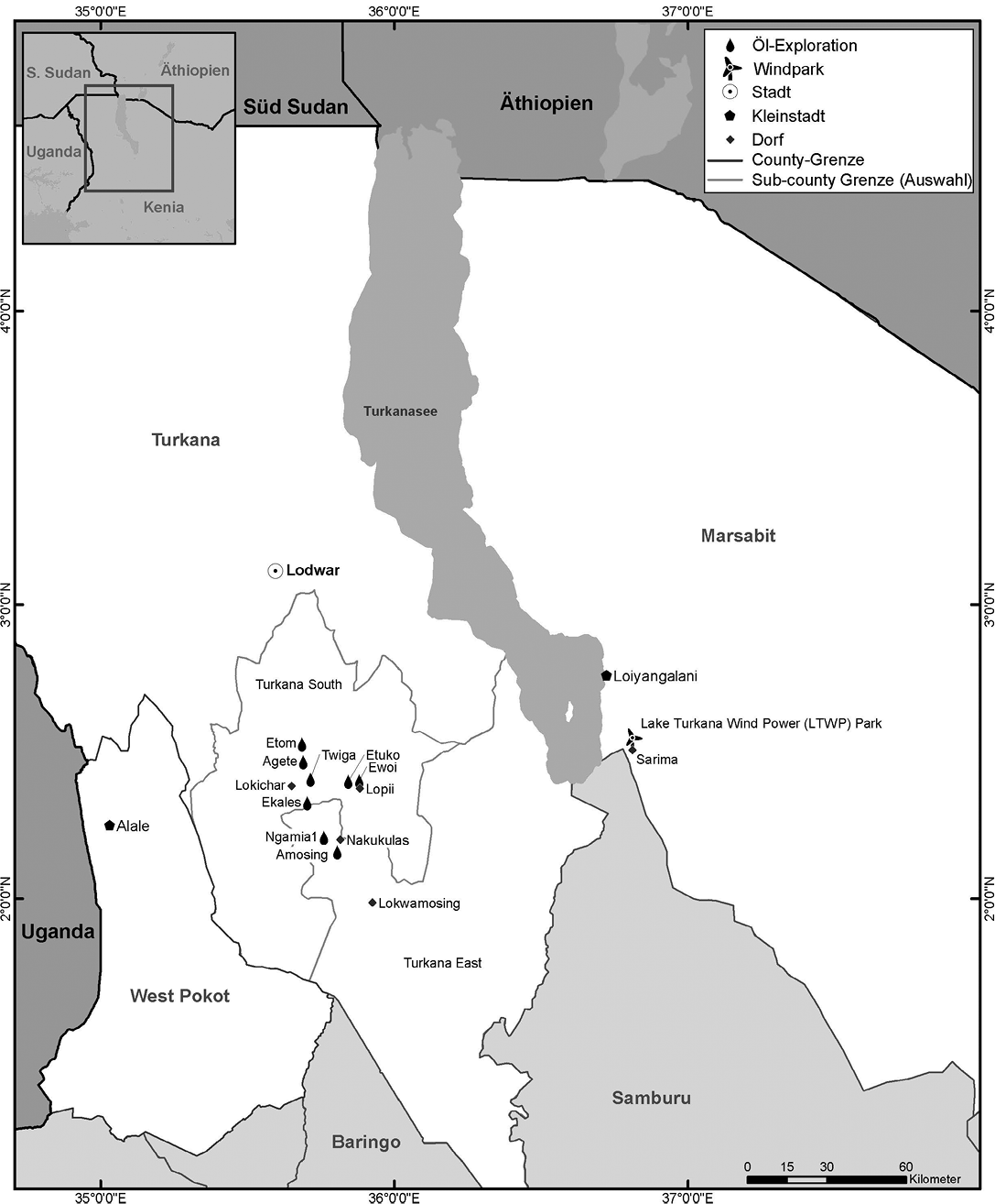 Öl-Exploration und der Lake-Turkana-Windpark in Nordwesten Kenias